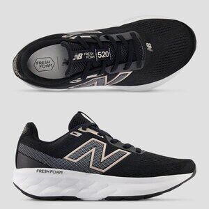 New Balance Women's Fresh Foam 520 Black White Champagne Metallic Athletic Lace